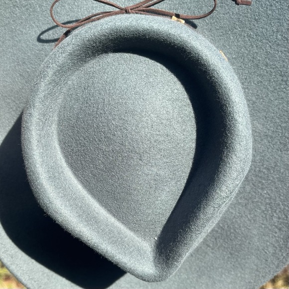 Macchia Di Ruggine Wool Panama Hat Suede Tie Band Gray Blue Adjustable Size - Picture 5 of 8